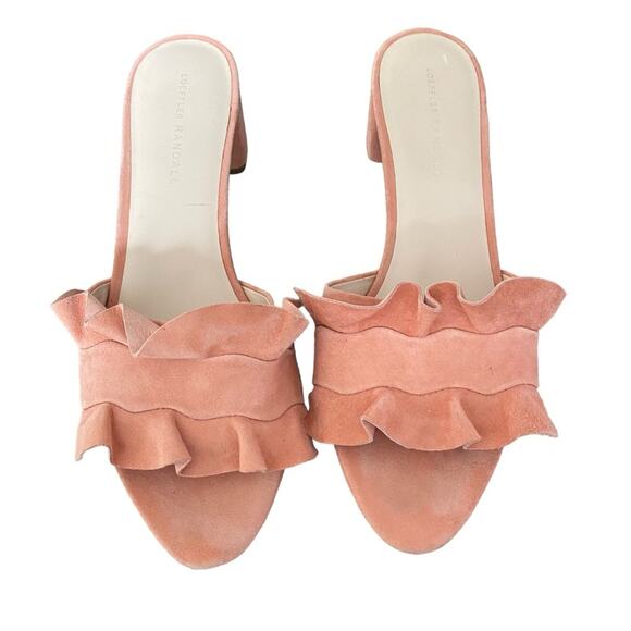Loeffler Randall Vera Ruffles Pink Suede Mule Sandal Heel size 10 - Picture 2 of 11